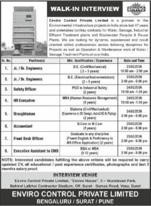 એન્વાયરો કંટ્રોલ પ્રાઇવેટ લિમિટેડમાં વિવિધ પદો પર સીધી ભરતી 2026